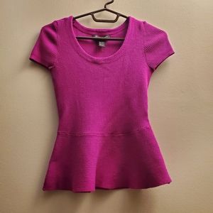 INC Peplum Magenta Sweater Top Size S